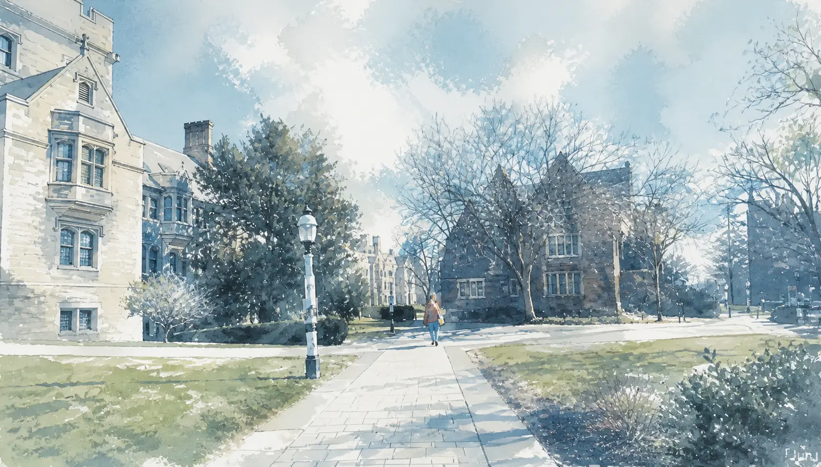 Illustrated scene 2 from Winter At Princeton, Following Murakami