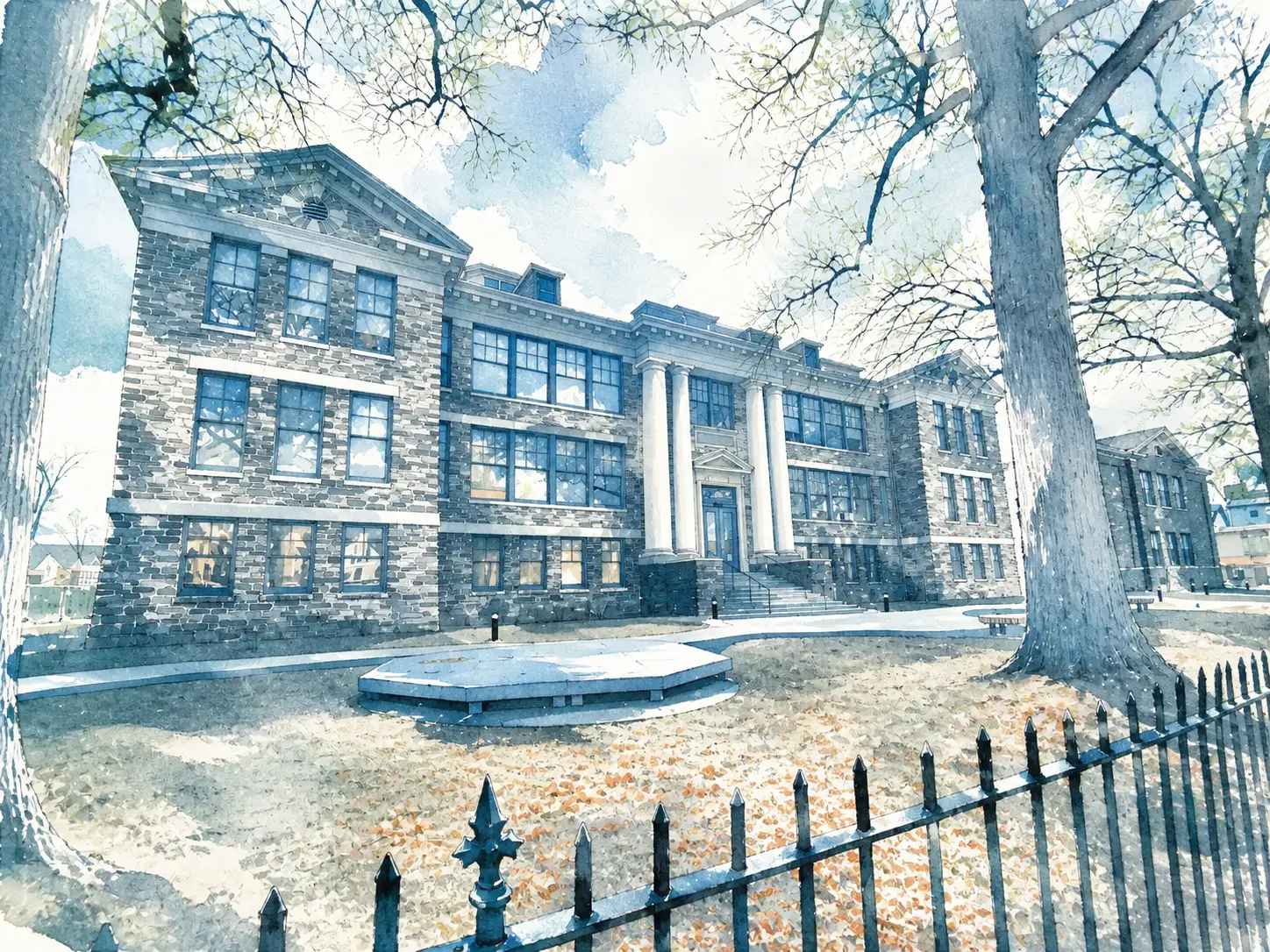 Silver-blue illustrated scene for Whispers Of Freedom